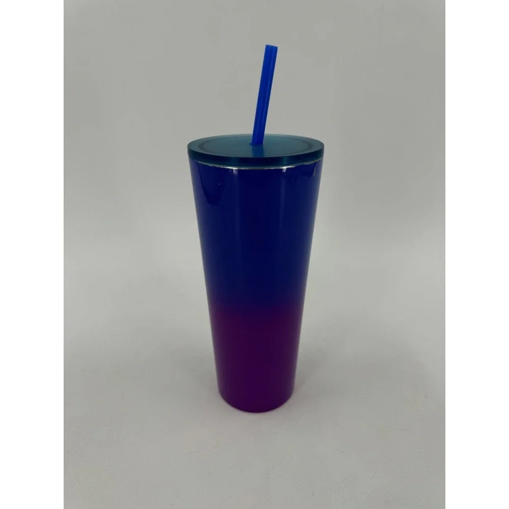 Starbucks 2021 Teal Blue Purple‎ Ombre 24 Oz Stainless Steel Cold Cup Tumbler!!!